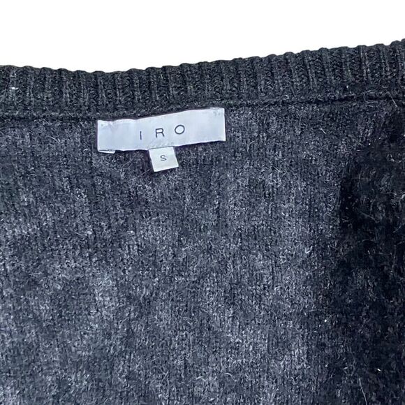 IRO Sweater WMNS S Black Wool Cardigan Leopard Jasek Animal Printed Alpaca Blend - Picture 3 of 11